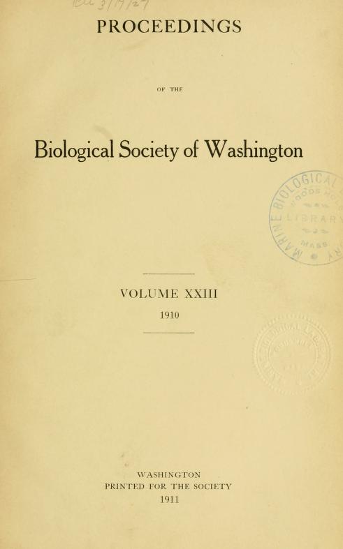 Proceedings of the Biological Society of Washington, Volume 23